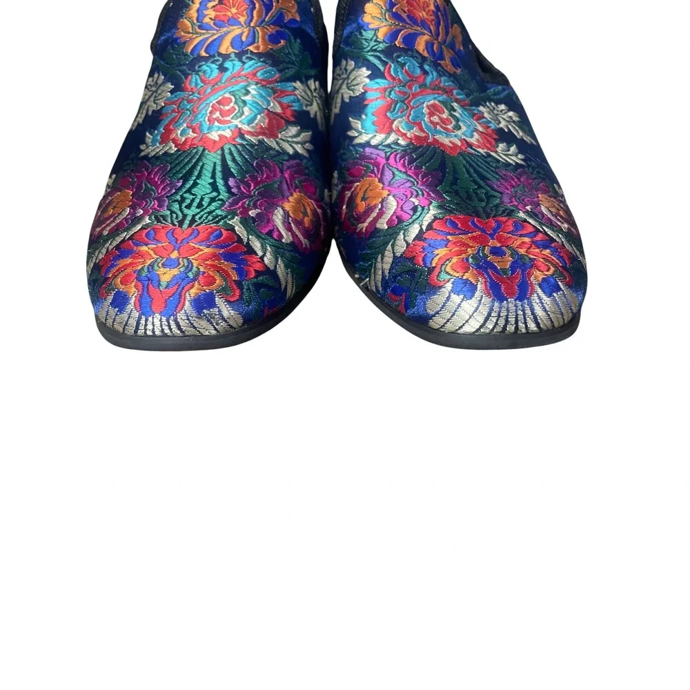 Moretti Black Label Floral Tapestry Smoking Loafer Men's 10